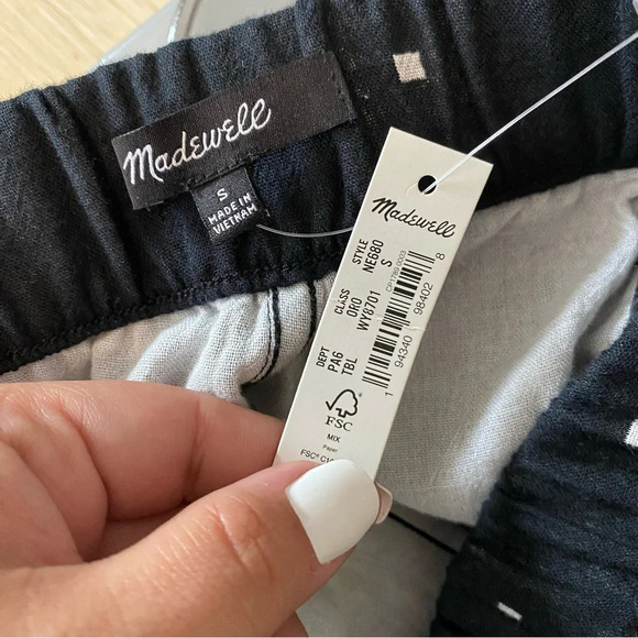 ✨NWT Madewell Black Jacquard Easy Pull On Elastic Waist Shorts Square Spot Small - Picture 6 of 11